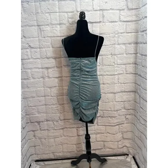 Green Sprakly glitter Bodycon  Party dress Rouched Medium - Picture 6 of 8